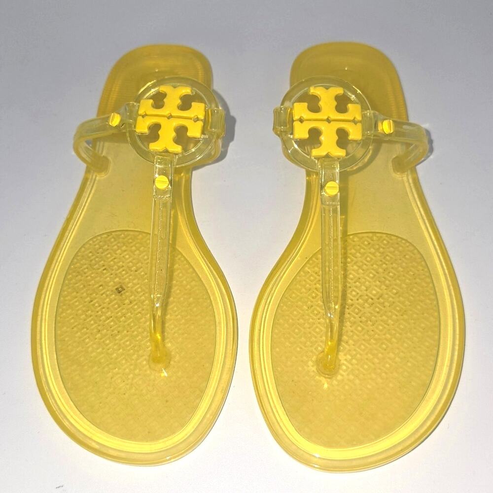 Tory Burch Mini Miller Flat Thong Jelly Sandal Yellow Citrus Size 8